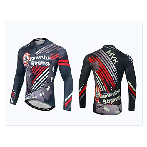 Yuanu Hombre Maillot Ciclismo Largo Camisetas de Bicis Otoño Invierno Manga Larga Traje Bicicleta Conjunto Pantalon Largo Camisetas MTB Culotte Bike Ropa 5# Top 2XL