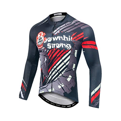 Yuanu Hombre Maillot Ciclismo Largo Camisetas de Bicis Otoño Invierno Manga Larga Traje Bicicleta Conjunto Pantalon Largo Camisetas MTB Culotte Bike Ropa 5# Top 2XL