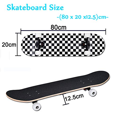 YUDOXN Completo Skateboard para Principiantes, Adolescentes, niños, niñas.31"x 8" Skateboard 7 Capas Monopatín de Madera de Arce con rodamientos ABEC-7 Tabla de Skateboard, Longboards