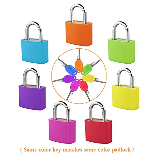 Yuehuabao 7Pcs Candado Colores Pequeños de Latón Mini Candado con 2 Llaves Cerradura de Seguridad para Equipaje Maleta Viaje y Mochila(7 Colores, 3.3x2.3x1cm)