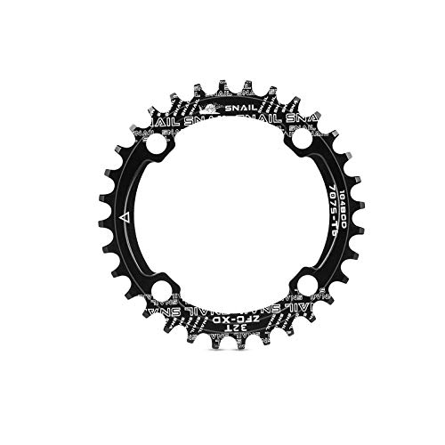 YueMing Plato de Bicicleta, 104 BCD 32T Anillo de Cadena Simple Ancho Estrecho, Redonda Sola Cadena Anillo Aleación de Aluminio para Bicicletas de Carretera Montaña BMX MTB