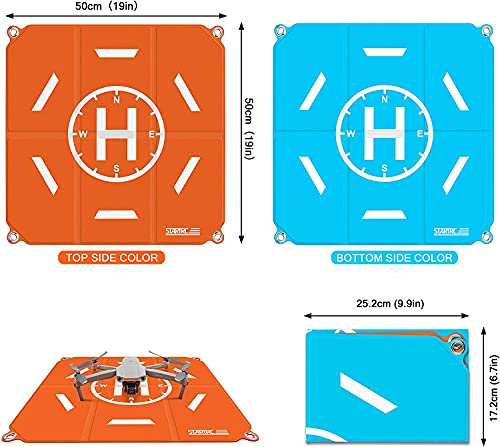 YUNIQUE GREEN-CLEAN-POWER-YUNIQUE Espana Pad, 50cm (19") Portátil Universal Plegable Rápido Helipad Landing Mat 2S Mini Air Mavic 2 / FIMI X8SE / dji FPV Drone, Color Orange BN-0DLE-9CTH