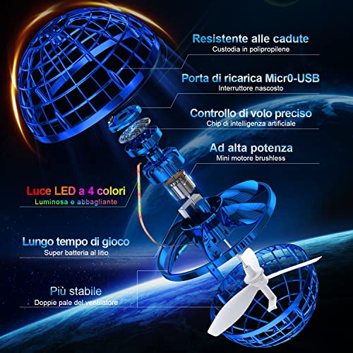 YUSOUWEY Juguete Volador Que Reproduce Magia con tecnología Flying Orb Ball Hand Spinner Drones Ball Boomerang Ball Spinners Soring Fly Orb Hover Ball UFO Space Drone Ball Blue