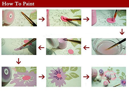 YXQSED Paquete de 3 Madera enmarcada Pintura al óleo de DIY por Números, Pintura por Número de Kits-Rich Tree 20*20 Inch