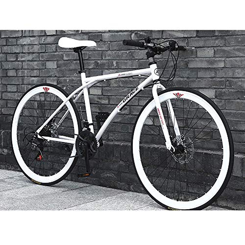 YXWJ 24 Bicicletas de montaña Velocidad de Bicicletas Outroad for Adultos y Adolescentes de 24/26 Pulgadas en Blanco Negro 40 Spoke Edad Hombres y Mujeres viajan MTB (tamaño : 24 Inches)