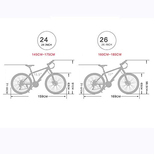 YXWJ 24/26 Pulgadas Bicicleta de montaña Fuera de la Carretera de montaña Velocidad Edad Hombres Y Mujeres Bicicletas de Doble Freno de Disco Ciclismo de Carretera