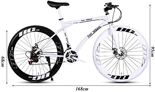 YXWJ Bicicletas Bicicletas de montaña Unisex Doble Freno de Disco 24 de Velocidad de Marcha Adulto de Bicicletas de Carreras Obra de la Escuela for Transporte Negro portátil y Color Blanco