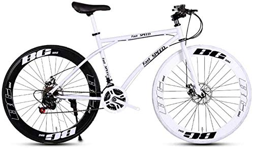 YXWJ Bicicletas Bicicletas de montaña Unisex Doble Freno de Disco 24 de Velocidad de Marcha Adulto de Bicicletas de Carreras Obra de la Escuela for Transporte Negro portátil y Color Blanco