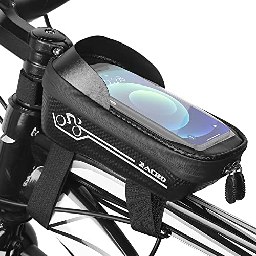 Zacro Bolsa Bicicleta Manillar,Soporte Bolsa Táctil Bicicleta Impermeable,Gran Capacidad para Bici y de Cremallera Doble Viseras para Moviles Debajo de 6 Inches