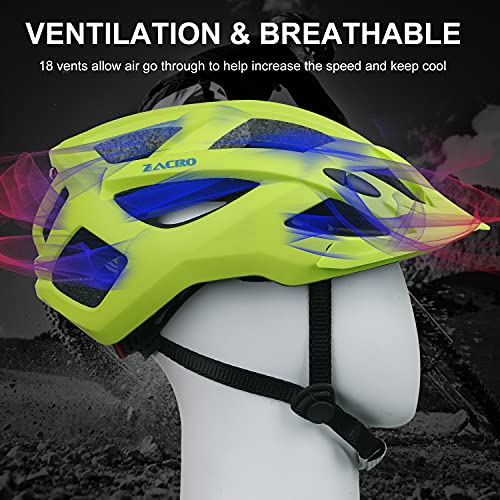 Zacro Casco Bicicleta Montaña MTB - Adulto Cascos Ciclismo con Luz Trasera Recargable y Visera Solar Desmontable, Unisex Casco de Bicicleta Seguridad Superligero Ajustable con Certificado CE, Mate