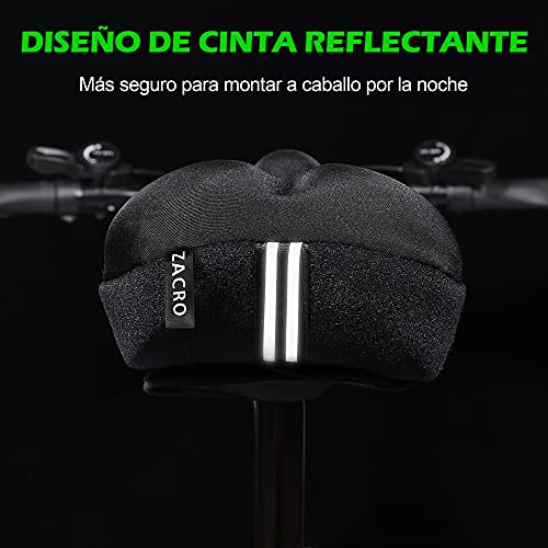 Zacro Cubierta de Gel Sillin Bicicleta, Cubierta de Asiento de Bicicleta, Cubre Sillines Bicicleta Gel Suave 11.2 * 7.2 in, Cojín Sillín Bici Suave, Impermeable y Anti-Polvo, Negro