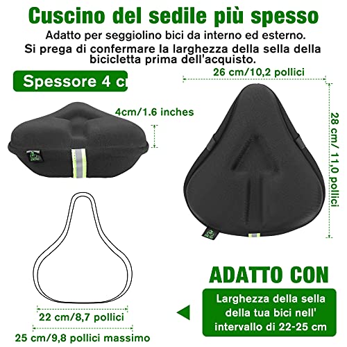 Zacro Funda Sillín Bicicleta Gel - Funda De Gel para Sillín De Bicicleta, Asiento de Conducción Grande, Cómodo y Transpirable con Funda Impermeable-Negro