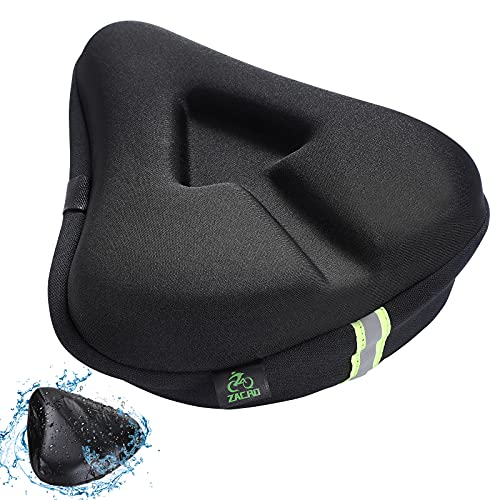 Zacro Funda Sillín Bicicleta Gel - Funda De Gel para Sillín De Bicicleta, Asiento de Conducción Grande, Cómodo y Transpirable con Funda Impermeable-Negro