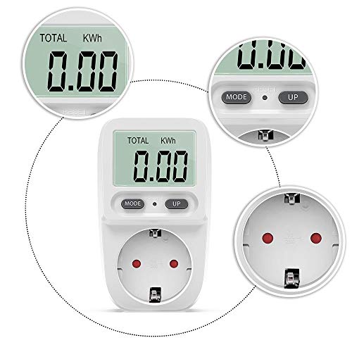 Zaeel Medidor de consumo de corriente del medidor de energía, medidor de consumo de energía eléctrica con pantalla LCD, protección contra sobrecarga, medidor de costo de energía, potencia máxima 3680W