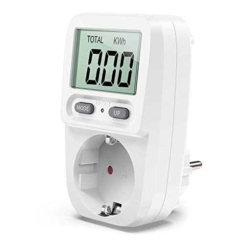 Zaeel Medidor de consumo de corriente del medidor de energía, medidor de consumo de energía eléctrica con pantalla LCD, protección contra sobrecarga, medidor de costo de energía, potencia máxima 3680W