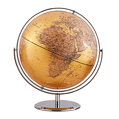 ZANZAN Globo terráqueo geografía Globos Geográficos Mundiales 12 Pulgadas (30Cm) Globo del Mundo De Escritorio con Océanos De Oro Y Stand 720° Globo De Rotación (Color : World Globe)