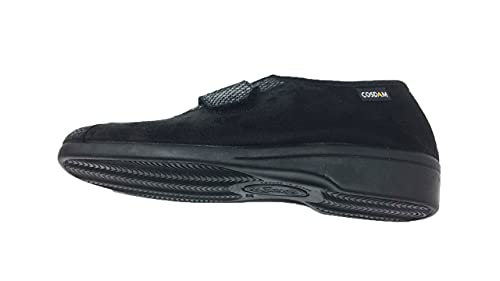 Zapatilla de Calle/Mujer/Cosdam/Material Bamara/Ancho Especial/Negro/Cuña 3 cm/Cierre fácil/Talla 37