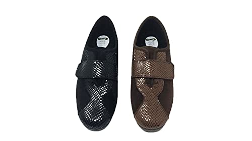 Zapatilla de Calle/Mujer/Cosdam/Material Bamara/Ancho Especial/Negro/Cuña 3 cm/Cierre fácil/Talla 37