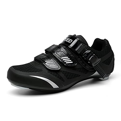 Zapatilla de Ciclismo Hombre Mujer Zapatos de Ciclismo de Antideslizantes SPD/SPD-SL Lock System Zapatillas de Bicicleta de Carretera Deportivas Negro-2 38