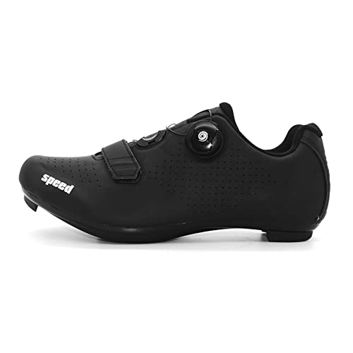 Zapatilla de Ciclismo Profesional Hombre Mujer Zapatos de Ciclismo de Antideslizantes SPD/SPD-SL Lock System para Bicicleta de Montaña/Carretera con Estilo de Encaje rápido Giratorio Negro 41 EU