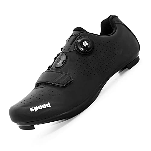 Zapatilla de Ciclismo Profesional Hombre Mujer Zapatos de Ciclismo de Antideslizantes SPD/SPD-SL Lock System para Bicicleta de Montaña/Carretera con Estilo de Encaje rápido Giratorio Negro 41 EU