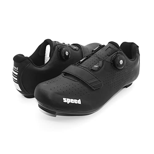 Zapatilla de Ciclismo Profesional Hombre Mujer Zapatos de Ciclismo de Antideslizantes SPD/SPD-SL Lock System para Bicicleta de Montaña/Carretera con Estilo de Encaje rápido Giratorio Negro 44 EU