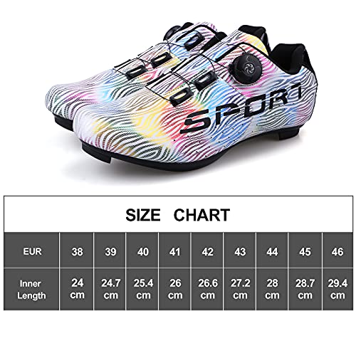 Zapatillas Ciclismo Carretera Hombre Mujere Zapatillas MTB Adulto Cycling Shoes Talla 43 Color Blanco Hebilla De Zapato Giratoria Respirable Calzado Ciclismo con Caja De Zapatos