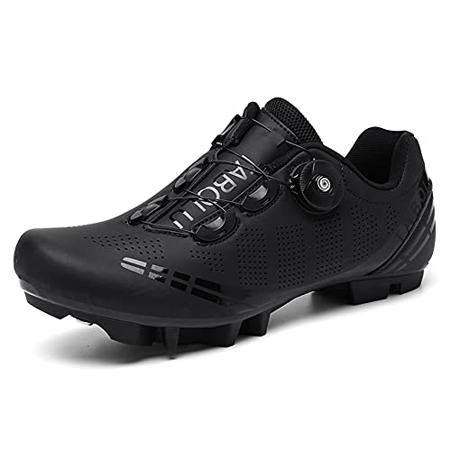 Zapatillas de Bicicleta de Montaña Antideslizantes para Hombre Mujer Zapatillas de Ciclismo MTB Transpirables Profesionales Compatibles con SPD Black 260