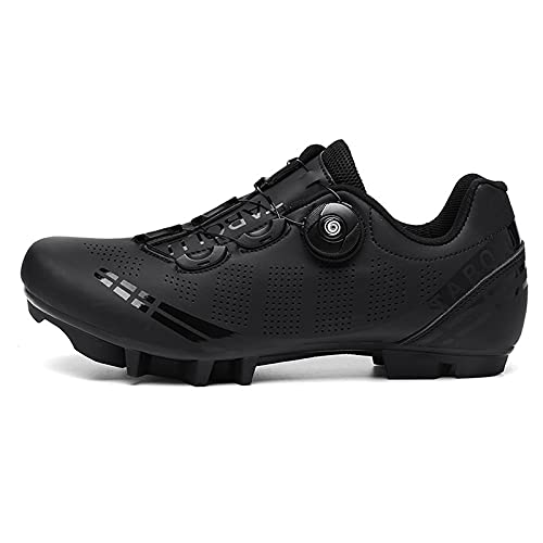 Zapatillas de Bicicleta de Montaña Antideslizantes para Hombre Mujer Zapatillas de Ciclismo MTB Transpirables Profesionales Compatibles con SPD Black 245