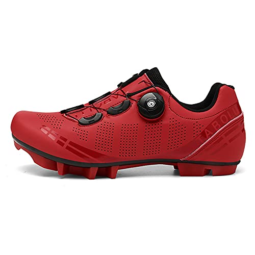 Zapatillas de Bicicleta de Montaña Antideslizantes para Hombre Mujer Zapatillas de Ciclismo MTB Transpirables Profesionales Compatibles con SPD Red 265