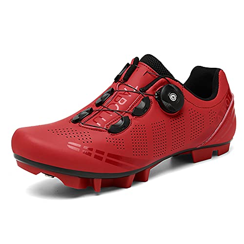 Zapatillas de Bicicleta de Montaña Antideslizantes para Hombre Mujer Zapatillas de Ciclismo MTB Transpirables Profesionales Compatibles con SPD Red 265