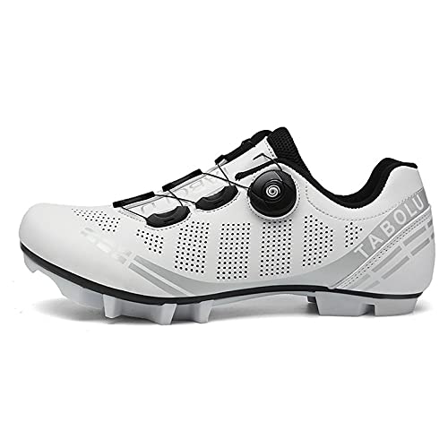 Zapatillas de Bicicleta de Montaña Antideslizantes para Hombre Mujer Zapatillas de Ciclismo MTB Transpirables Profesionales Compatibles con SPD White 275