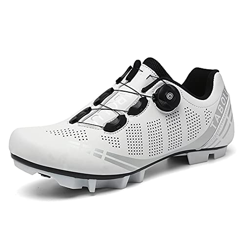 Zapatillas de Bicicleta de Montaña Antideslizantes para Hombre Mujer Zapatillas de Ciclismo MTB Transpirables Profesionales Compatibles con SPD White 275