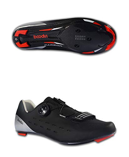 Zapatillas de Bicicleta Montaña Fibra Carbono Calzado Bicicleta Zapatos de Bicicleta Antideslizantes Transpirables para Hombres para Ciclismo Carretera de montaña B,Black,44