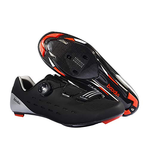 Zapatillas de Bicicleta Montaña Fibra Carbono Calzado Bicicleta Zapatos de Bicicleta Antideslizantes Transpirables para Hombres para Ciclismo Carretera de montaña B,Black,44