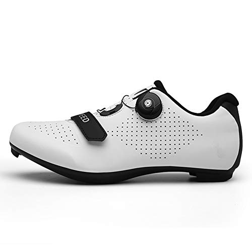 Zapatillas de Ciclismo de Carretera para Hombre y Mujer Zapatillas de Bicicleta de montaña Antideslizantes y Transpirables Blanco 45 EU