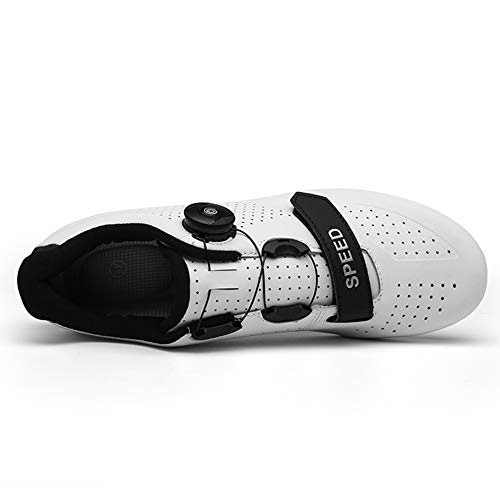 Zapatillas de Ciclismo de Carretera para Hombre y Mujer Zapatillas de Bicicleta de montaña Antideslizantes y Transpirables Blanco 45 EU