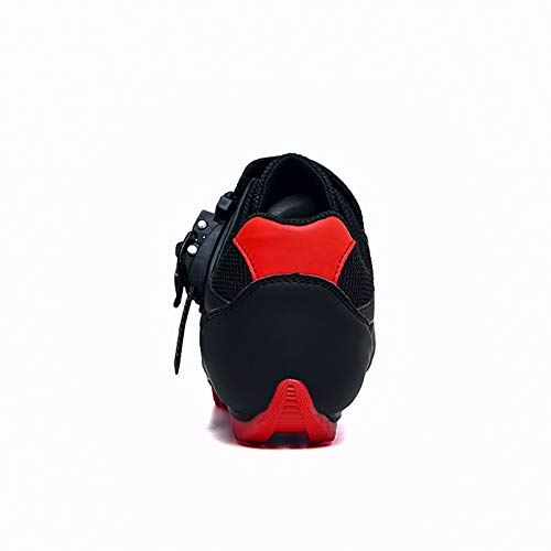 Zapatillas de Ciclismo MTB para Hombres Mujer Zapatillas Ciclismo Carretera Zapatillas de Bicicleta Antideslizantes Respirables Zapatillas de Ciclismo Montaña A Negro Y Rojo 39 EU