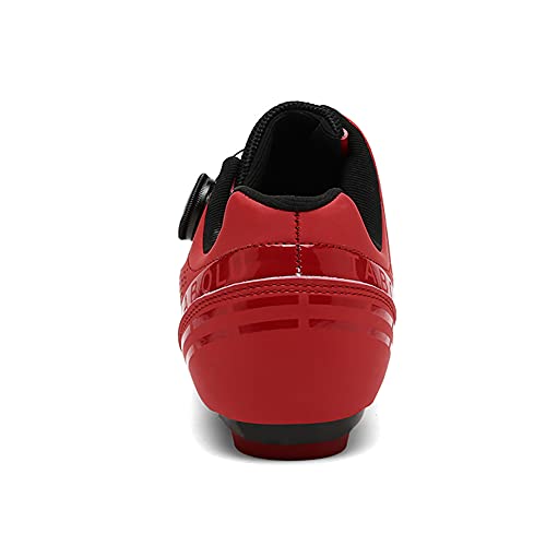 Zapatillas de Ciclismo para Bicicleta de Carretera para Hombre Antideslizante Transpirable Compatible con SPD y Delta Rojo 265