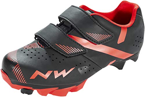 Zapatillas de Ciclismo para Carretera Hammer 2 Junior - Color Rojo y Negro - Talla 33 - Zapatillas para Bicicleta con Suela Jaws y con Banda de Rodadura de Caucho Natural para Mejor Agarre - Northwave