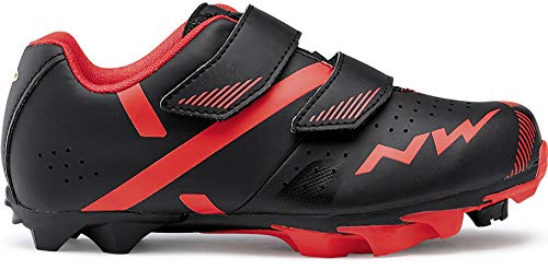 Zapatillas de Ciclismo para Carretera Hammer 2 Junior - Color Rojo y Negro - Talla 33 - Zapatillas para Bicicleta con Suela Jaws y con Banda de Rodadura de Caucho Natural para Mejor Agarre - Northwave