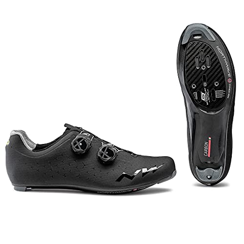 Zapatillas de Ciclismo para Carretera Spike 2 - Color Negro - Talla 45 - Zapatillas para Bicicleta BTT con Suela Jaws y con Banda de Rodadura de Caucho Natural para un Mejor Agarre - Northwave