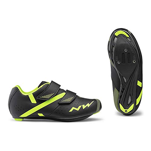 Zapatillas de Ciclismo para Carretera Torpedo 2 Junior - Color Negro y Amarillo - Talla 34 - Zapatillas Para Bicicleta con Suela NRG Air y 5 Aberturas para una Buena Ventilación - Northwave