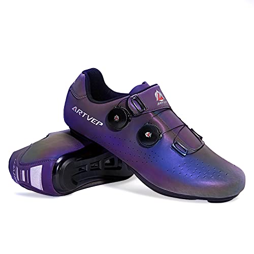 Zapatillas de Ciclismo para Hombre Zapatillas de Bicicleta de Carretera para Mujer compatibles con Look SPD SPD-SL Delta Cleats Zapatillas de Spinning para Interiores Exteriores Vistoso265