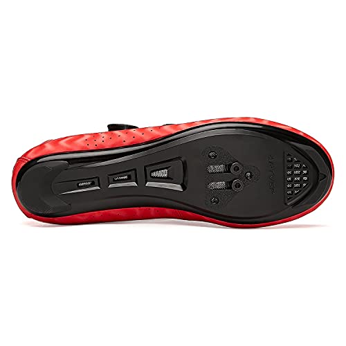 Zapatillas de Ciclismo para Hombre Zapatillas de Bicicleta de Carretera para Mujer compatibles con Look SPD SPD-SL Delta Cleats Zapatillas de Spinning para Interiores Exteriores Rayas Rojo275