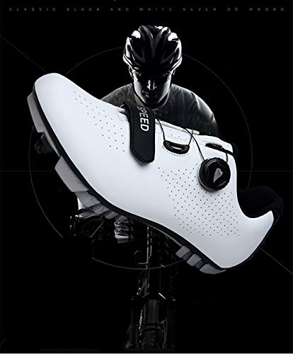 Zapatillas De Ciclismo, Zapatillas De Bicicleta De Montaña Transpirables Y Resistentes Al Viento para Adultos MTB, Zapatillas De Ciclismo con Plantillas Amortiguadoras (43,Blanco)