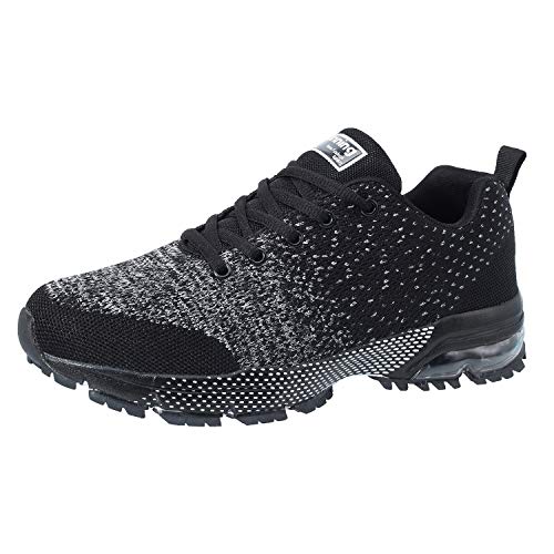 Zapatillas de Deporte Hombre Mujer Respirable para Correr Deportes Zapatos Running Calzado Deportivo de Exterior Gimnasio Sneakers Negro 42 EU