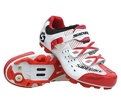 Zapatillas para ciclismo BTT, profesionales, transpirables, para hombre y mujer, compatibles con pedales SPD, Unisex adulto, Color blanco., 36 EU