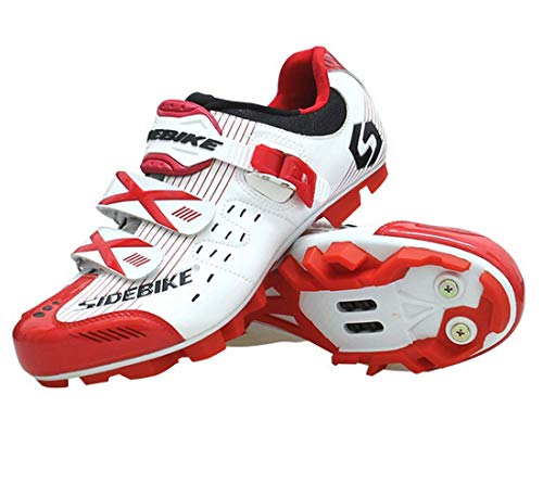 Zapatillas para ciclismo BTT, profesionales, transpirables, para hombre y mujer, compatibles con pedales SPD, Unisex adulto, Color blanco., 36 EU