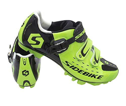 Zapatillas para ciclismo BTT, profesionales, transpirables, para hombre y mujer, compatibles con pedales SPD, Unisex adulto, Verde Negro 001, 45 EU